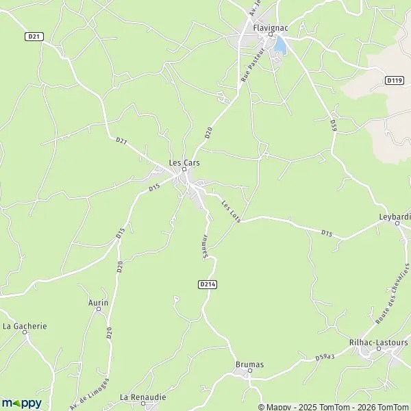 Plan Les Cars carte de Les Cars (87230) et infos pratiques